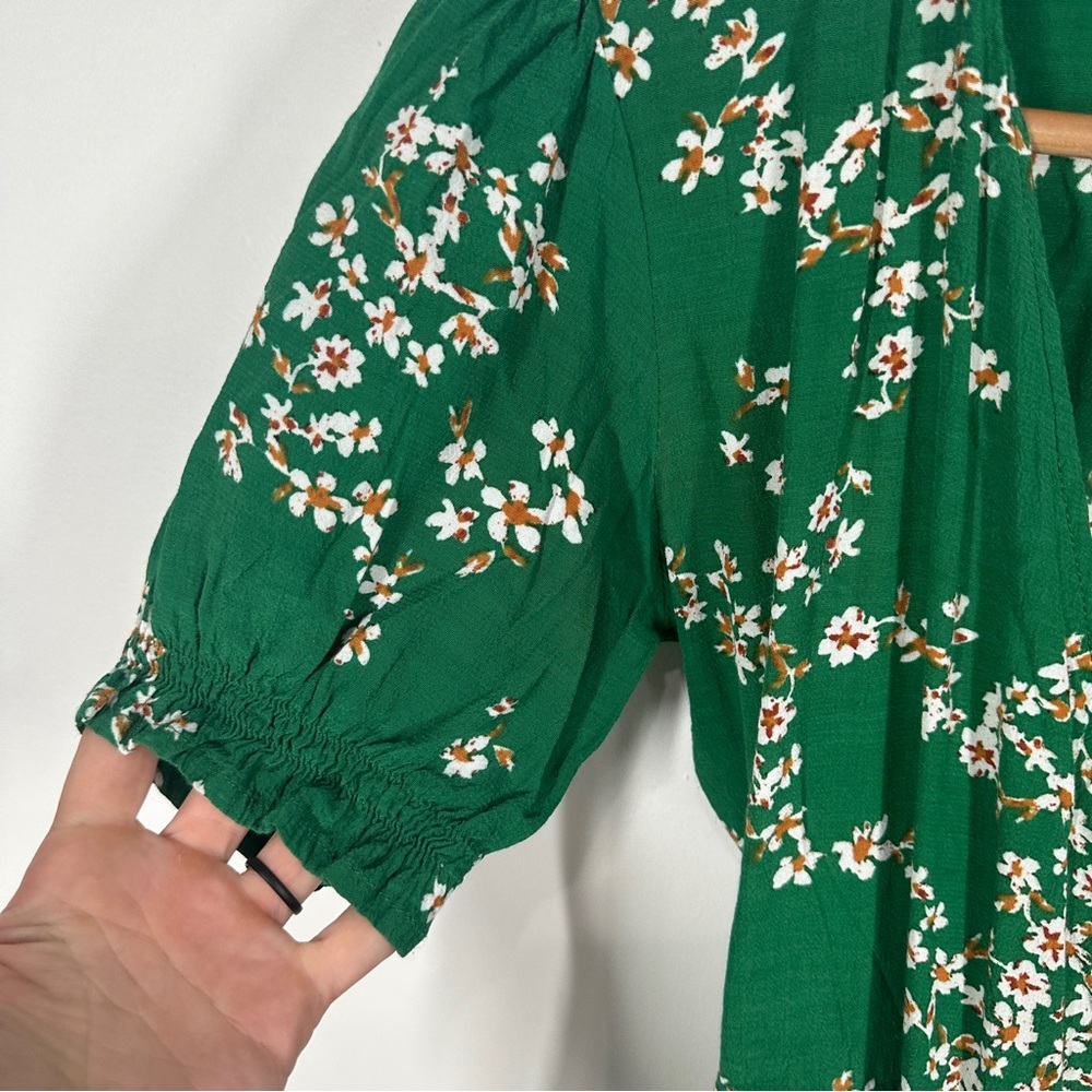 Faithfull the Brand Green Floral Mira Wrap Mini Dress Small - Picture 2 of 6